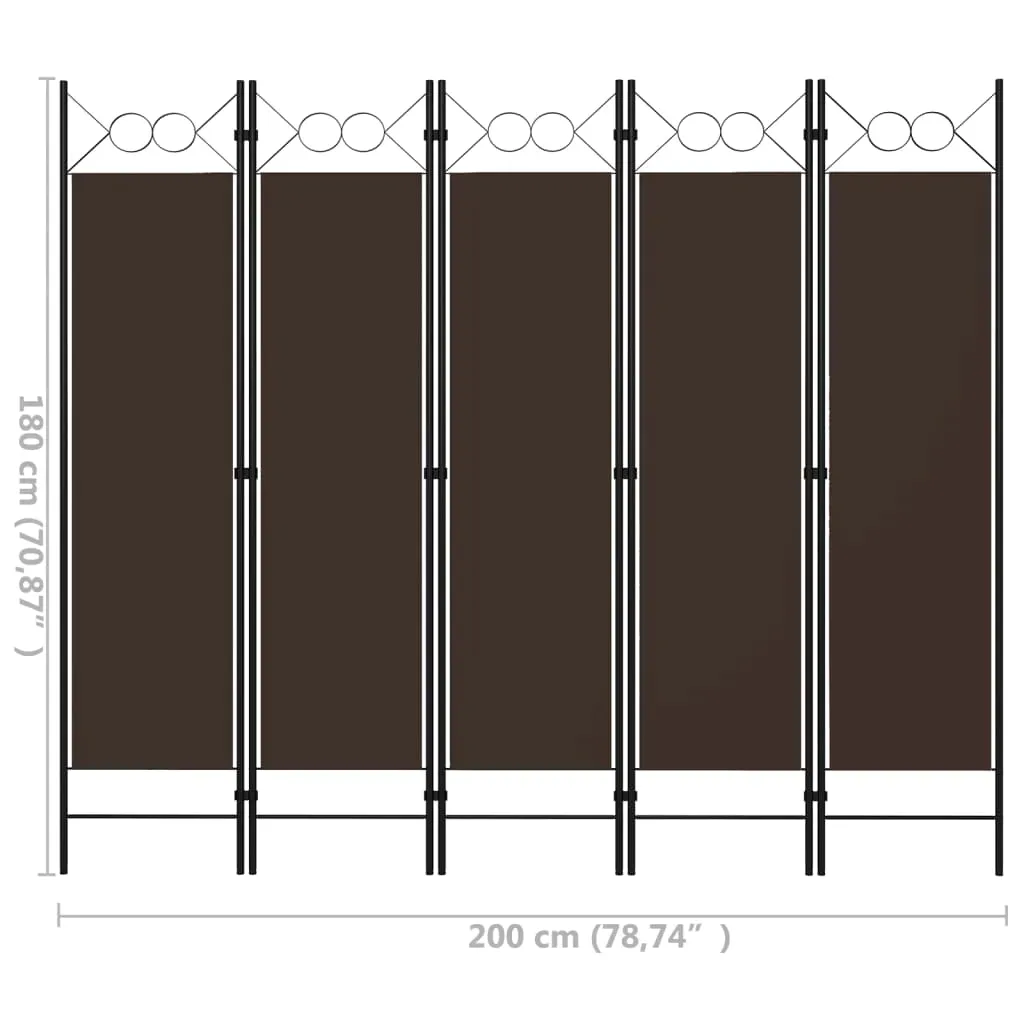 parawan-5-panelowy-brazowy-200-x-180-cm