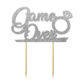 topper-papierowy-game-over-diament-srebrny-brokat-135-x-16-cm