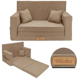 Zdjęcie produktu Kanapa rozkładana Mini SOFA dla dzieci IMIĘ GRAWER beżowa