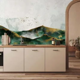 fototapeta-350x256-wodoodporna-abstrakcyjny-krajzielone-gory-ze-zlotymi