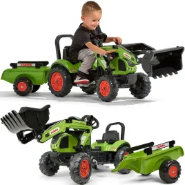falk-traktor-claas-zielony-z-przyczepa-i-lyzka-na-pedaly-od-2-lat