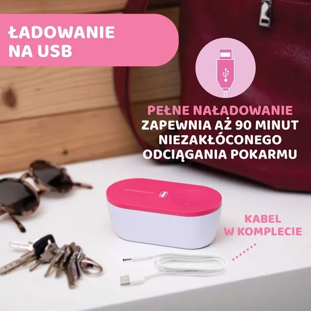 chicco-laktator-podrozny-usb-stan-nowy-kolor-odcienie-rozu