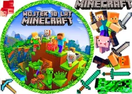 oplatek-na-tort-minecraft-1-okrag-na-gore-8-elementow-na-bok-tortu