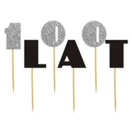pikery-100-lat-czarny-srebrny-brokat-6-szt