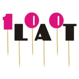 pikery-100-lat-rozowo-czarne-6-szt