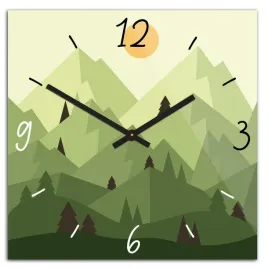 zegar-scienny-szklany-green-mountains-kwadrat-gorski-30-cm
