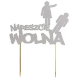 topper-papierowy-nareszcie-wolna-srebrny-15-x-195-cm