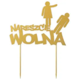 topper-papierowy-nareszcie-wolna-zloty-15-x-195-cm