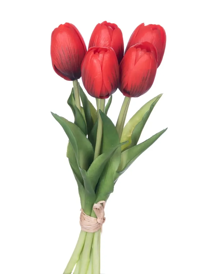 sztuczne-kwiaty-tulipany-bukiet-kwiatow-czerwone-silikon-stan-nowy