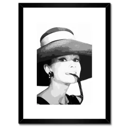 plakaty-w-ramie-30x40-hepburn-z-kapeluszem