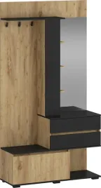 zestaw-do-przedpokoju-z-lustrem-bafra-halmar-kolor-dab-zloty-czarny