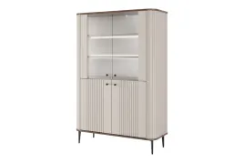 witryna-na-nozkach-vesper-blaty-kolor-orzech-kolor-kaszmir-oswietlenie