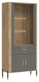 witryna-dante-dt14-szare-fronty-oswietlenie-led-zlote-uchwyty