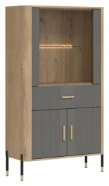 witryna-dante-dt12-szare-fronty-oswietlenie-led-zlote-uchwyty