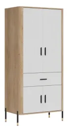 szafa-z-szuflada-dante-dt16-biale-ryflowane-fronty-czarne-uchwyty