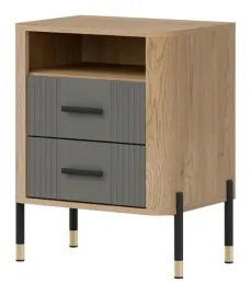 szafka-nocna-dante-dt22-szare-ryflowane-fronty-czarne-uchwyty-i-nozki