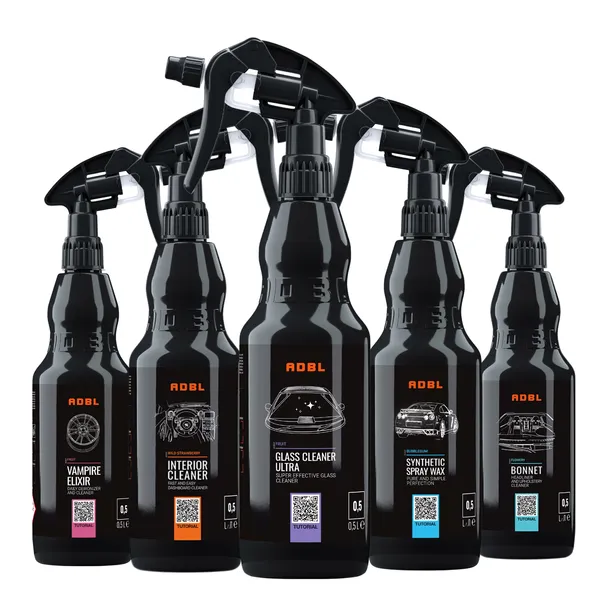 ADBL zestaw do detailingu całego auta szyby wnętrza felg i lakieru 5x 500ml