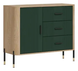 komoda-z-zielonymi-frontami-dante-dt03-czarne-uchwyty-ryflowania