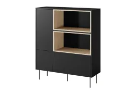 komoda-z-wneka-desin-120cm-2d1sz-czarna-matowa-metalowe-nozki-loft