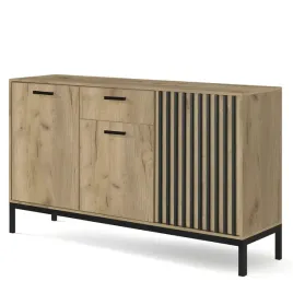 komoda-z-lamelami-lamino-km-1-halmar-dab-craft-czarny-kolor-na-nozkach