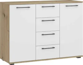 komoda-z-szufladami-formo-km-2-halmar-bialy-dab-artisan-czarne-uchwyty