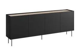duza-komoda-na-nozkach-desin-220cm-4-drzwi-czarna-matowa-metalowe-nozki