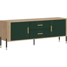 szafka-rtv-dante-dt01-zielone-frezowane-fronty-zlote-uchwyty