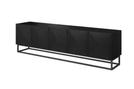szafka-rtv-asha-200cm-na-metalowym-stelazu-czarna-z-ryflowaniami