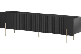 szafka-rtv-na-zlotym-stelazu-malmi-gold-2-200-cm-czarna-z-ryflowaniami