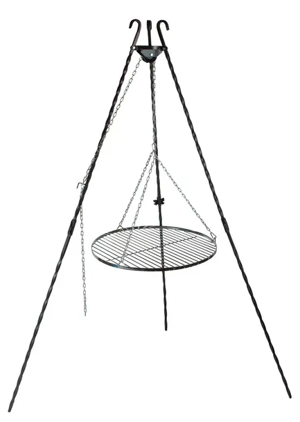 GRILL KUTY OGNISKOWY TRÓJNÓG+RUSZT NIERDZEWNY 60cm OGRODOWY INOX