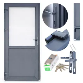 drzwi-sklepowe-pcv-plastikowe-szyba-panel-od-reki-antracyt-110-x-210-lewe