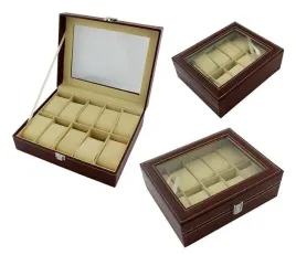 pudelko-etui-kuferek-szkatulka-na-10-zegarkow-brazowe