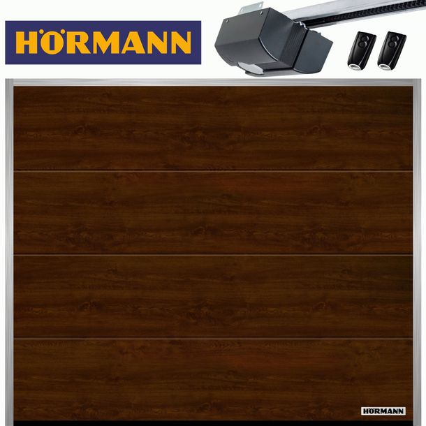 Brama Garażowa Segmentowa Hormann 2500 x 2125 z napędem Dark Oak L