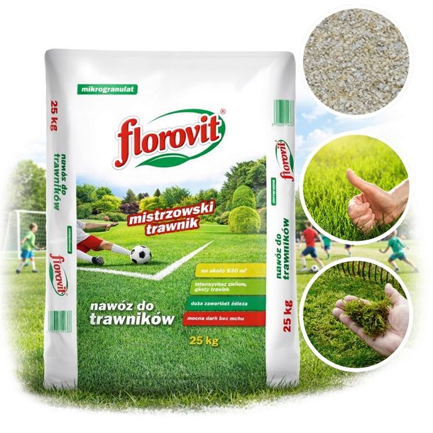 FLOROVIT Nawóz Do Trawy Trawnika Z Mchem MISTRZOWSKI TRAWNIK 25kg z Żelazem