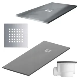 brodzik-niski-jasnoszary-z-kompozytu-100x90cm-zestaw-syfon-maskownica-inox