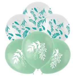 balony-liscie-bialo-zielone-folat-13-6-szt