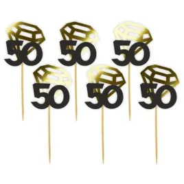 pikery-liczba-50-z-diamentem-zlote-metalik-6-szt