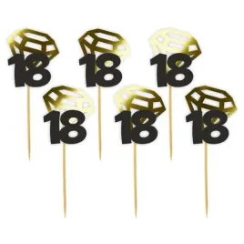 pikery-liczba-18-z-diamentem-zlote-metalik-6-szt