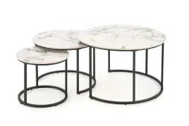 lawa-okragla-gilda-zestaw-2-stolikow-bialy-efekt-marmur-czarny-halmar