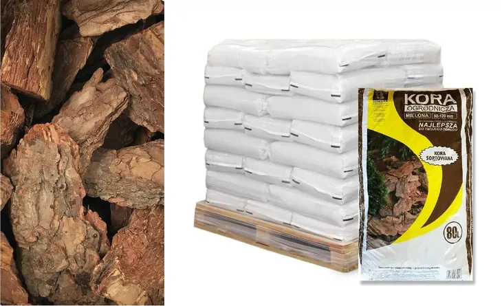 KORA SOSNOWA OGRODOWA RĘCZNIE SORTOWANA EXTRA GRUBA 80l 33szt