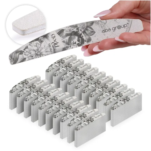 Pilnik do Paznokci Łódka Półksiężyc 100/180 Standard 500 sztuk Aba Group
