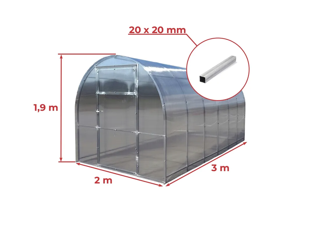szklarnia-z-poliweglanu-2x3m-z-ocynk-tunel-20x20mm-stan-nowy