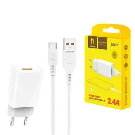 denmen-ladowarka-sieciowa-dc01-usb-kabel-usb-typ-c-2-4a-12w-1m-bialy