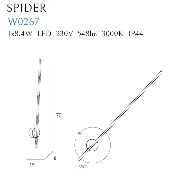 maxlight-w0267-kinkiet-spider-black-ip44