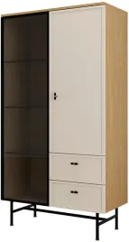 witryna-szklana-90-cm-evoria-z-szufladami-dwudrzwiowa-szklane-polki