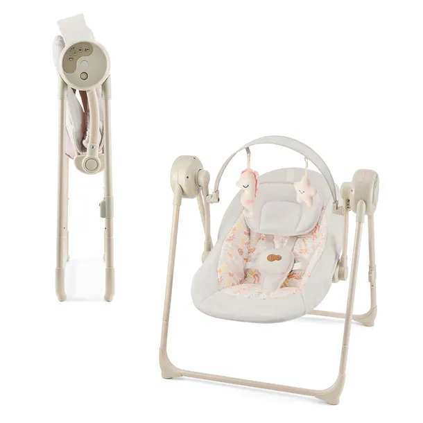 Kinderkraft Leżaczek Bujaczek Elektryczny SWINGEE Kompaktowy i Lekki Beżowy