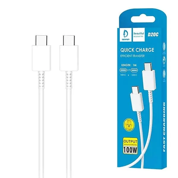 denmen-kabel-usb-typ-c-120w-1m-bialy-d28