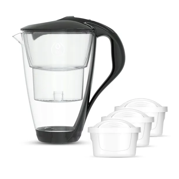 Szklany dzbanek filtrujący Dafi CRYSTAL LED czarny 3 wkłady Unimax