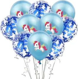 balony-lateksowe-z-nadrukiem-jednorozca-niebieskie