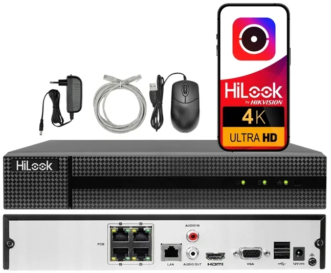 Rejestrator IP NVR-104MH-C/4P 4x PoE HiLook by Hikvision do 8Mpx 4 Kanały